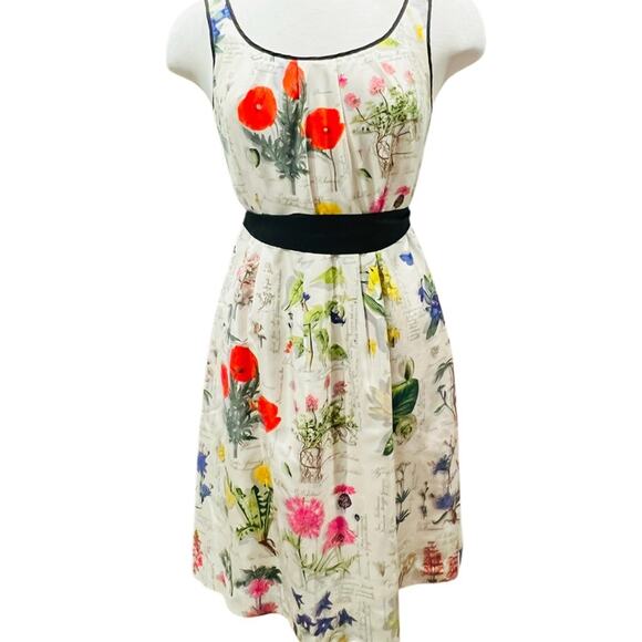 Anthropologie Moulinette Soeurs Tuileries Botanical Floral  Silk Dress Size 8 - Picture 8 of 8